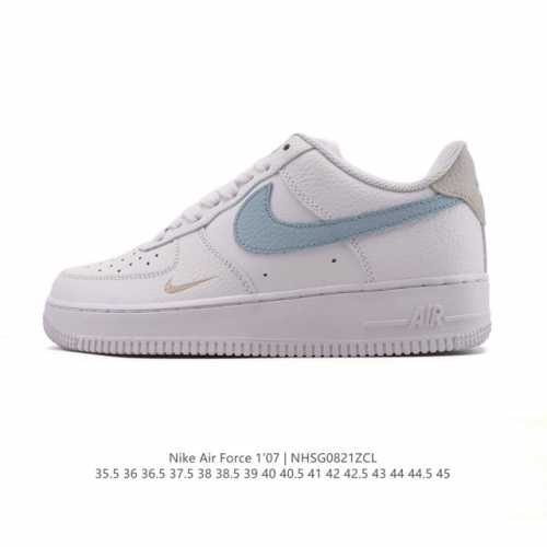 Top-grain leather Nike Air Force 1 '07 Low, cushioned white sneakers. A versati