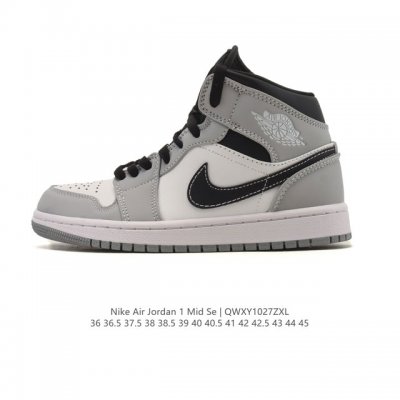 Nike Air Jordan 1 Mid Men's and Women's Basketball Shoes, Stylish and Lightweigh