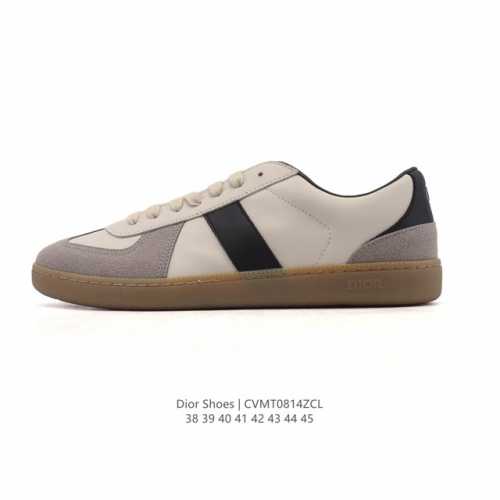 Dior men's and women's white shoes with leather uppers, thick soles, and height-