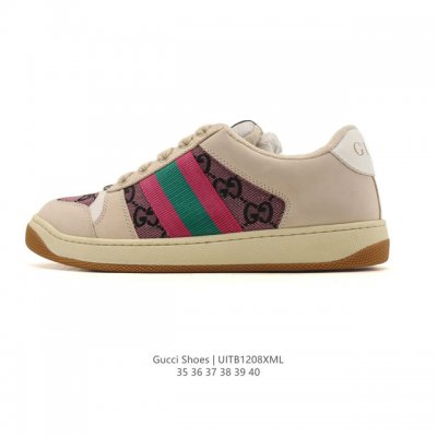 Gucci Screener series distressed sneakers, fashionable platform shoes with heig