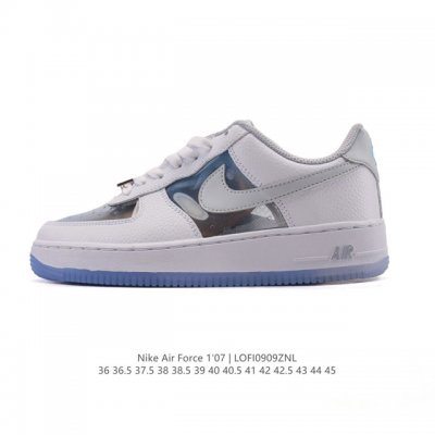 Corporate-grade Nike Air Force 1 '07 Low, a versatile mid-cut, thick-soled, hei