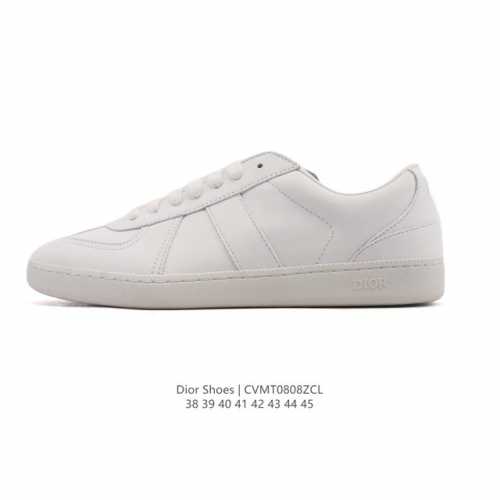 Company-grade Dior men's white sneakers with leather uppers, thick soles, and he