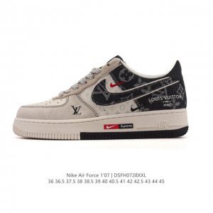 a company-grade Nike Air Force 1 '07 Low white sneaker with a thick sole and hei