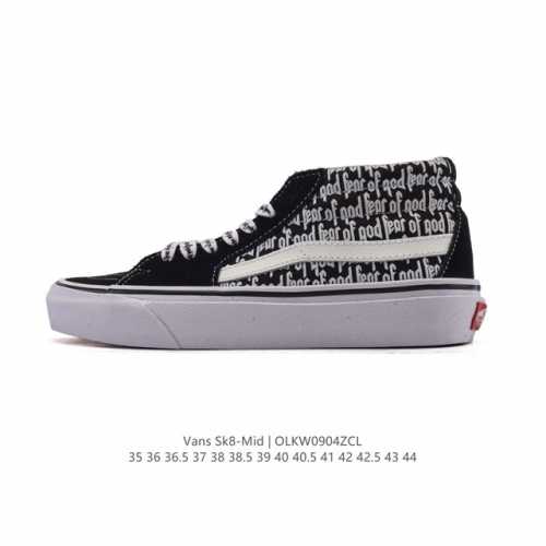 Vans Classic Series Sk8-Mid mid-top canvas patchwork shoes, casual sports vulca