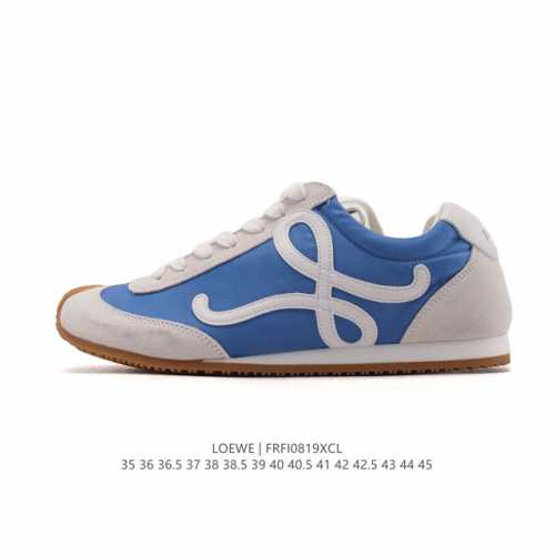 Corporate-level Loewe Ballet Runner leather and fabric splicing simple round-to