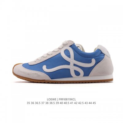 Corporate-level Loewe Ballet Runner leather and fabric splicing simple round-to