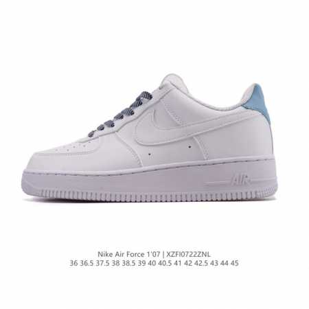 a company-grade Nike Air Force 1 '07 Low white sneaker with a thick sole and hei - Click Image to Close
