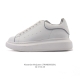 Alexander McQueen's white sneakers, featuring thick soles, height-enhancing gli