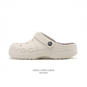 Crocs Autumn/Winter New Style Fleece-Lined Thickened Beach Clogs Casual Platform