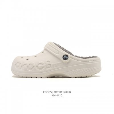 Crocs Autumn/Winter New Style Fleece-Lined Thickened Beach Clogs Casual Platform