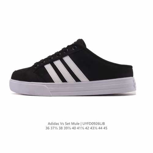 Adidas Vs Set Mule Classic Casual Canvas Sneakers, Half-Slip Closed-Toe Sandals,