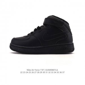 Kids' Nike Air Force 1 '07 Mid-Cut Velcro Versatile Casual Sneaker. The Nike Ai