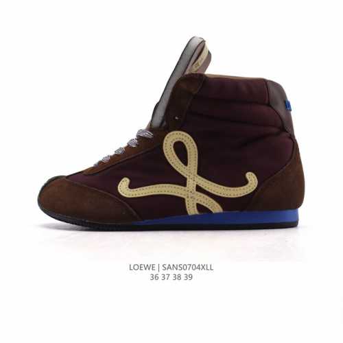 Corporate level Loewe Ballet Runner leather and fabric splicing simple round-to