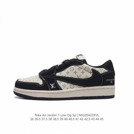 louis Vuitton X Travis Scott X Nike Air Jordan 1 Low Og Sp Damier Azur Brown Lv - Click Image to Close