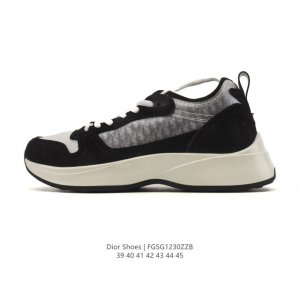 Dior Men's White Sneakers, Thick-Soled, Height-Increasing, Versatile Sports Sne