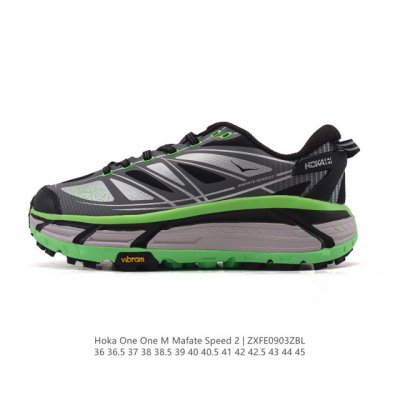 The Hoka One One Mafate Speed 2 Low, a lightweight, low-top outdoor trail runni