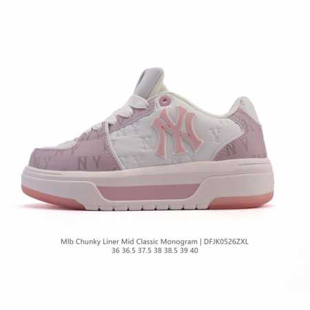 mlb Chunky Liner Mid Popular Item Senior Shoes Series Lightweight Height-Enha - Click Image to Close