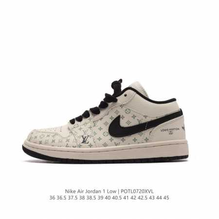louis Vuitton X Travis Scott X Nike Air Jordan 1 Low Og Sp Damier Azur Brown Lv - Click Image to Close
