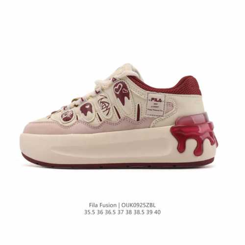 Fila Fusion, a company-grade, women's daddy's sneaker, features a thick sole, h