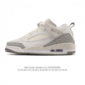 The Nike Jordan Spizike Low, a classic crackle-print retro basketball shoe, fea