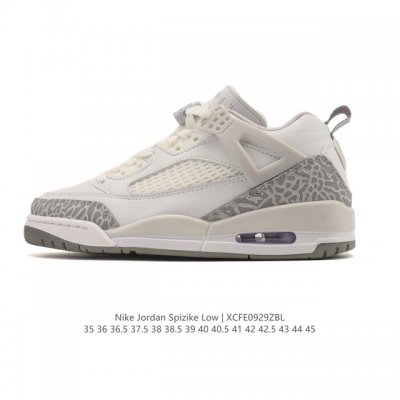 The Nike Jordan Spizike Low, a classic crackle-print retro basketball shoe, fea