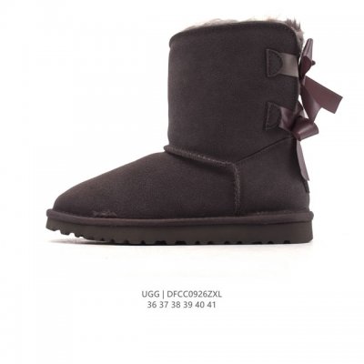 Ugg high-top snow boots with bow laces are stylish and comfortable for women. Th
