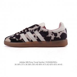 Adidas Wb Pony Tonal Samba cow spot print plush sports shoes classic clover and