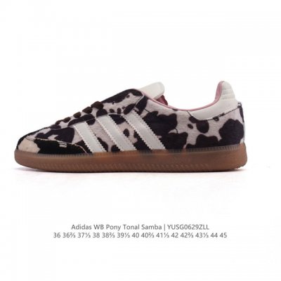 Adidas Wb Pony Tonal Samba cow spot print plush sports shoes classic clover and
