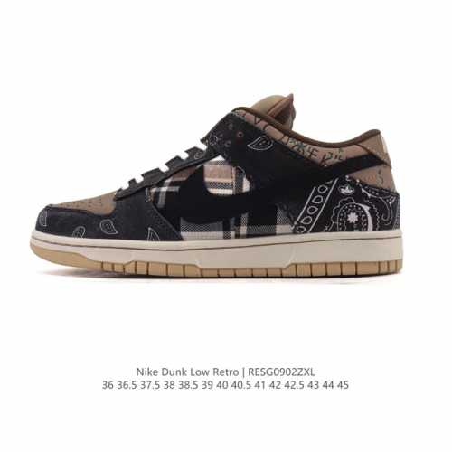 Authentic Nike Travis Scott x SB Dunk Low Paisley Floral Stylish Retro Skateboar