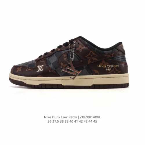 Corporate Nike Dunk Low Retro sneakers, a Louis Vuitton collaboration. A classi