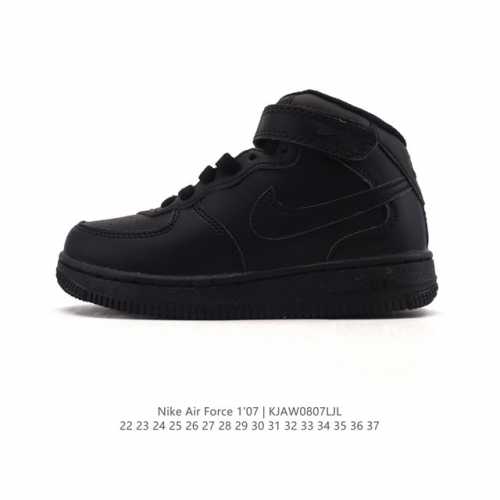 Kids' Nike Air Force 1 '07 Mid-Cut Velcro Versatile Casual Sneaker. The Nike Ai