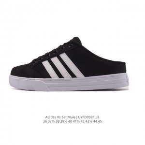 Adidas Vs Set Mule Classic Casual Canvas Sneakers, Half-Slip Closed-Toe Sandals,