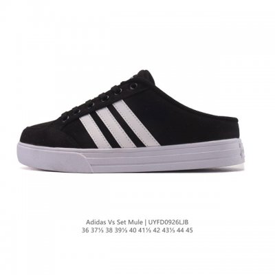 Adidas Vs Set Mule Classic Casual Canvas Sneakers, Half-Slip Closed-Toe Sandals,