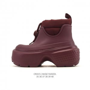 Crocs Autumn/Winter New Style Fleece-Lined Thick Fur Collar Platform High-Heeled