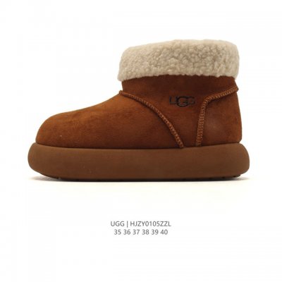 Company-grade Ugg snow boots, high-top, turn-down collar, side zipper, heel pul