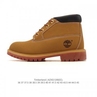 Timberland high-top combat boots, made of second-layer leather. These casual, s