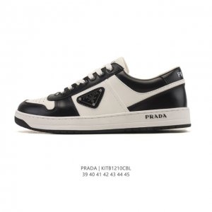 Company-grade Prada series / Prada men's white sneakers, flat sports running sho