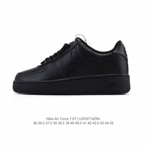 a company-grade Nike Air Force 1 '07 Low white sneaker with a thick sole and hei