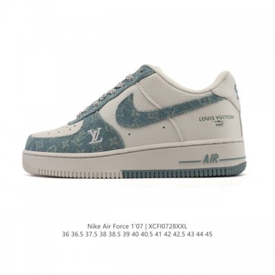 a company-grade Nike Air Force 1 '07 Low white sneaker with a thick sole and hei