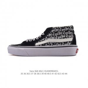 Vans Classic Series Sk8-Mid mid-top canvas patchwork shoes, casual sports vulca
