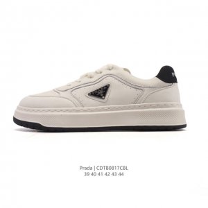 Corporate-level Prada series / Prada men's white thick-soled running shoes with