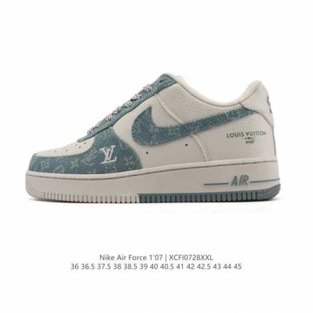 a company-grade Nike Air Force 1 '07 Low white sneaker with a thick sole and hei - Click Image to Close