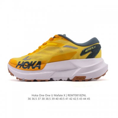New company-grade Hoka One One men's and women's Mafate X trail running shoes,